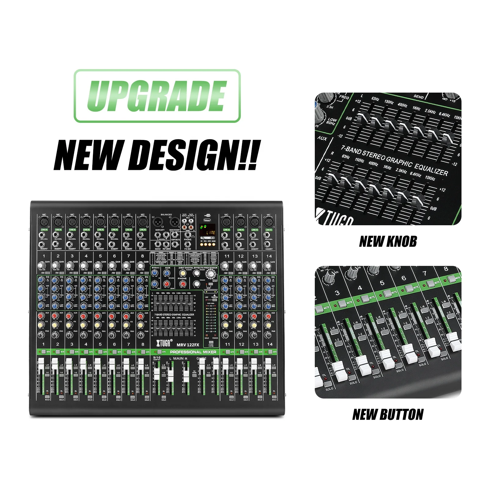 Xtuga 12 Channel USB Digital Audio Video Mixer - Professional DJ