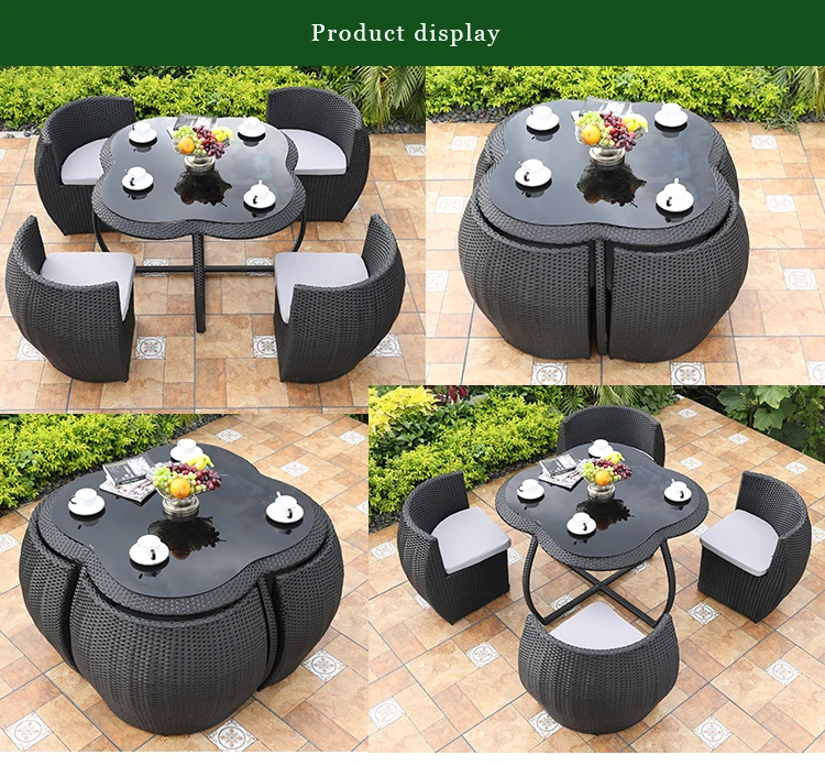 Living room space saving coffee combination rattan table sets rattan balcony garden dining rattan / wicker furniture sets
