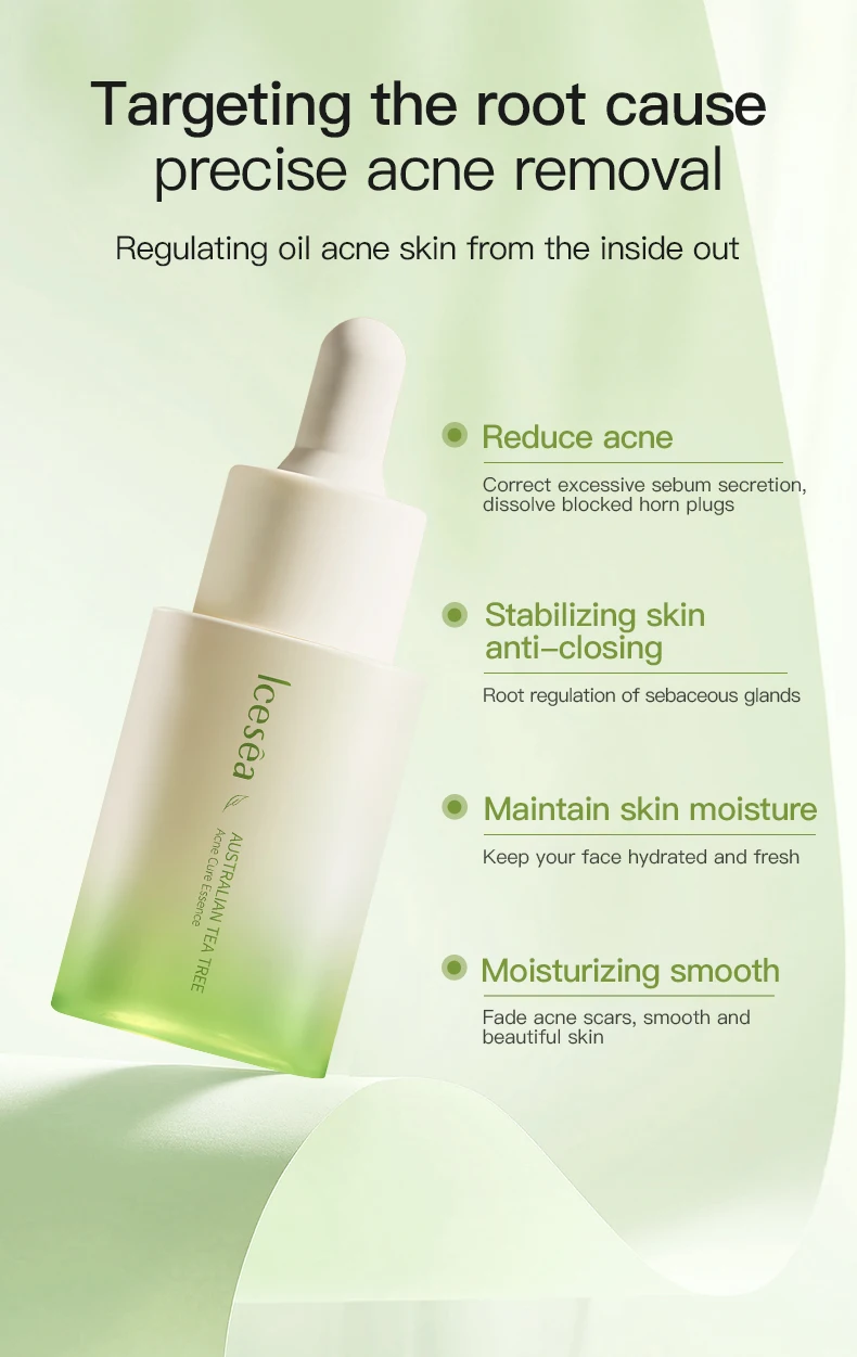 ICESEA Tea Tree Essential Oil Acne Serum Pore Shrinking Facial Oil Control Treatment for Oily Skin Liquid OEM Customizable Logo(pic6)