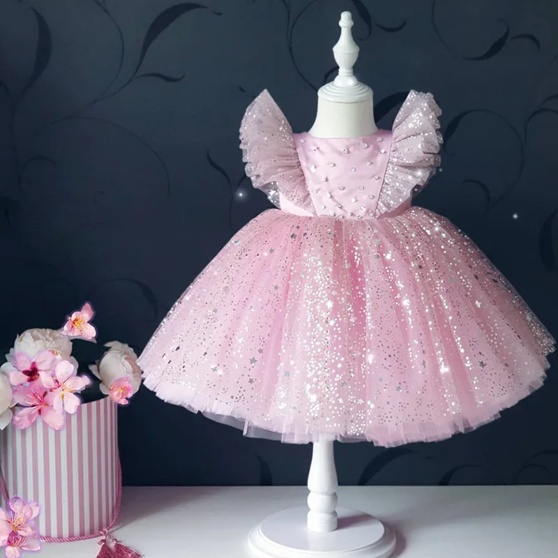 Elegant Baby 1st Birthday Dress for Girls - Sequined Fluffy Gown for  Parties & Weddings, Perfect Infant Princess Dress