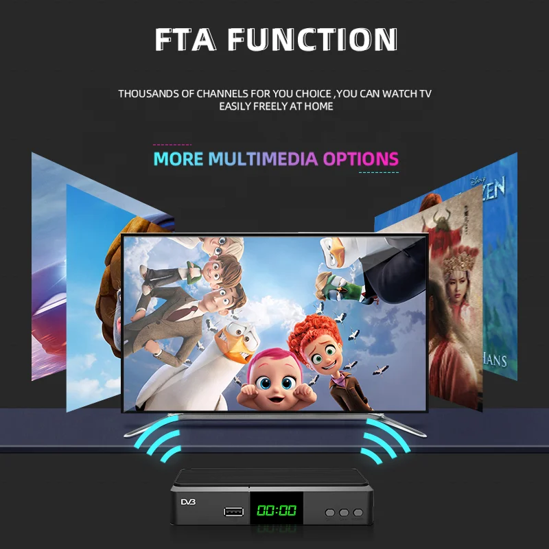 OEM Customize Decoder DVB-T2/DVB-T Digital  TV Receptor Receiver HD DVB T2 H.265 1080P Wifi Receiver Set Top Box Decoder