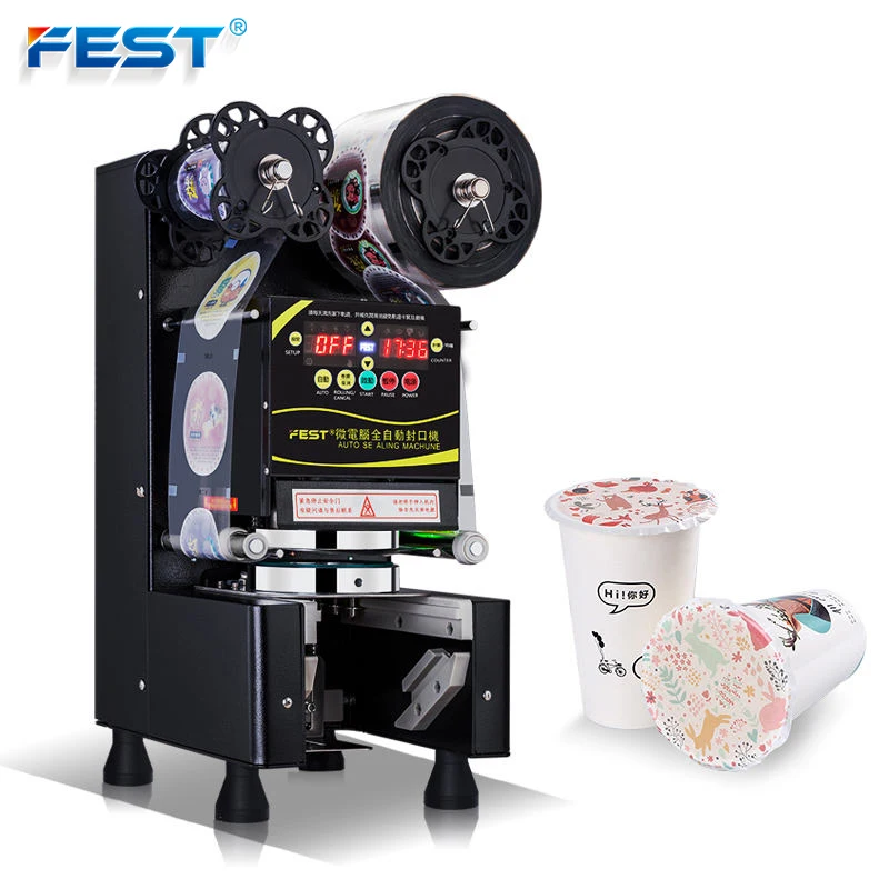 FEST Fully Automatic Paper Milk Tea Coffee Yogurt Juice Boba Bubble Tea Cup Filling and Sealing Machine Automatic
