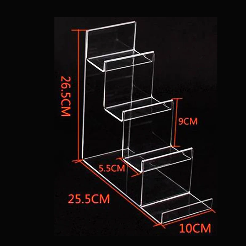Acrylic Display Riser 4 Tiers Plastic Mobile Phone Stand Acrylic Clutch Bag Wallets Purse Display Stand