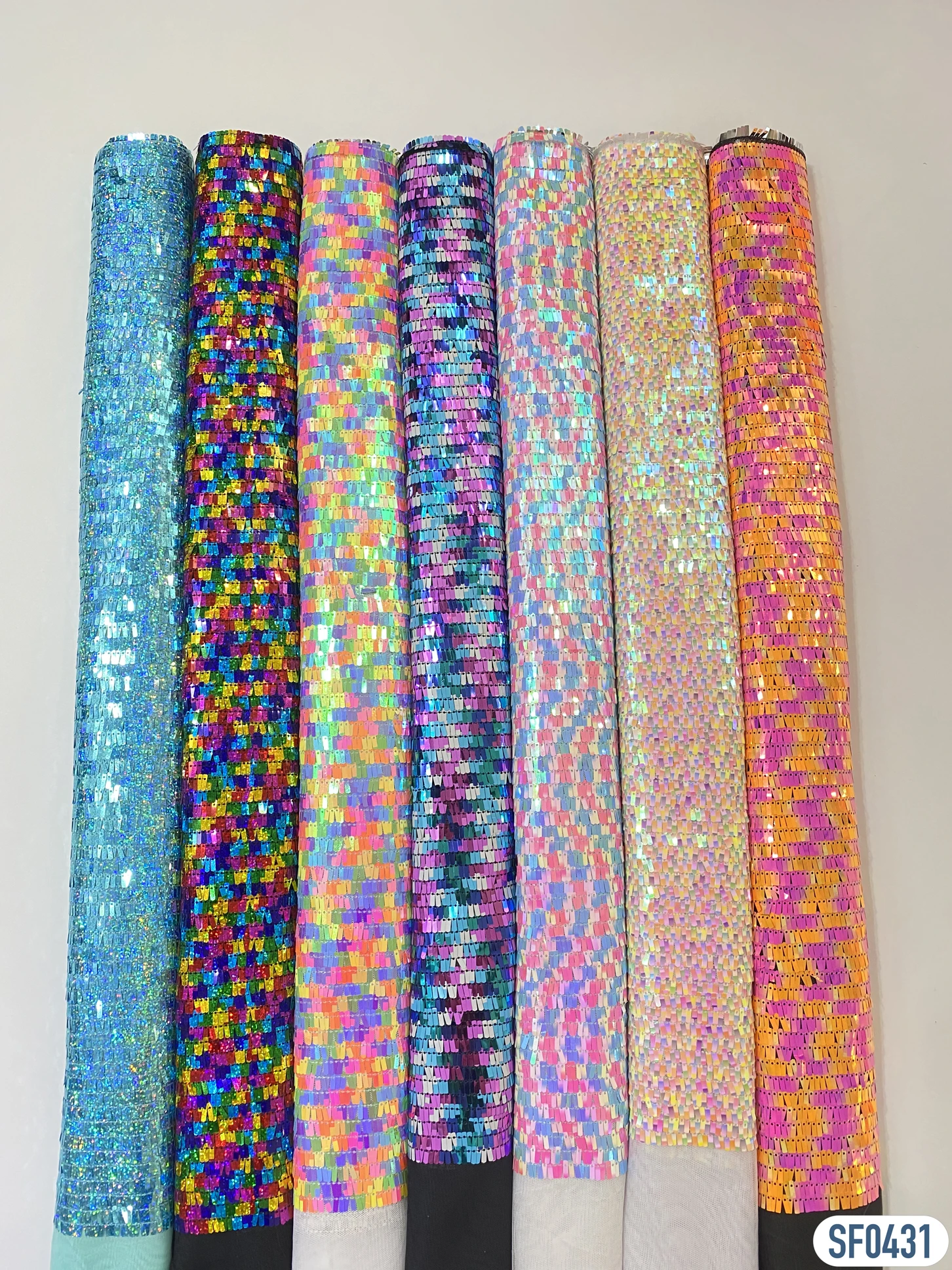 Eco-Friendly Sparkly Reversible Sequin Lace Fabric for Wedding Dress Custom Mermaid Fish Scale  Tulle Fabric