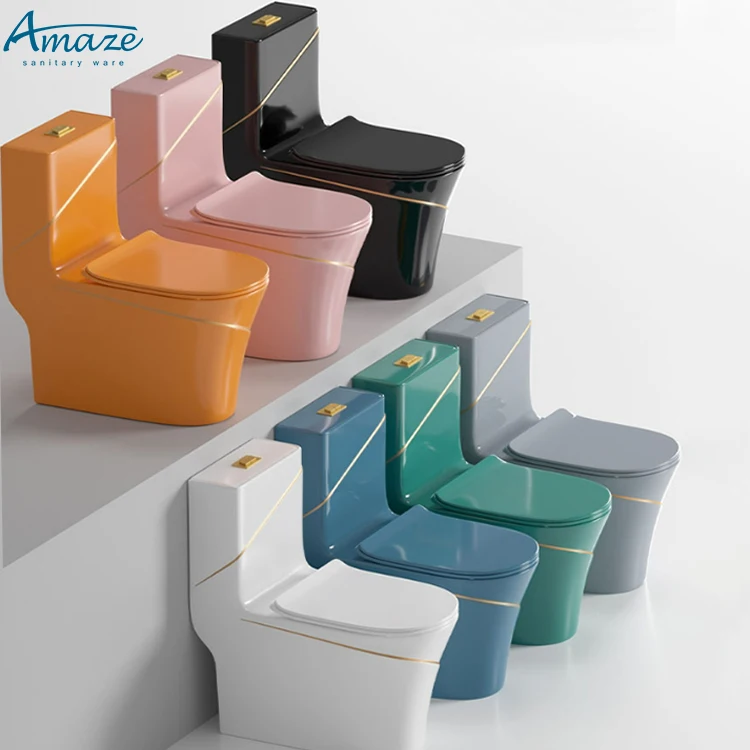 Modern new design luxury color Phnom Penh sanitary ware Ceramic integrated bathroom flush toilet