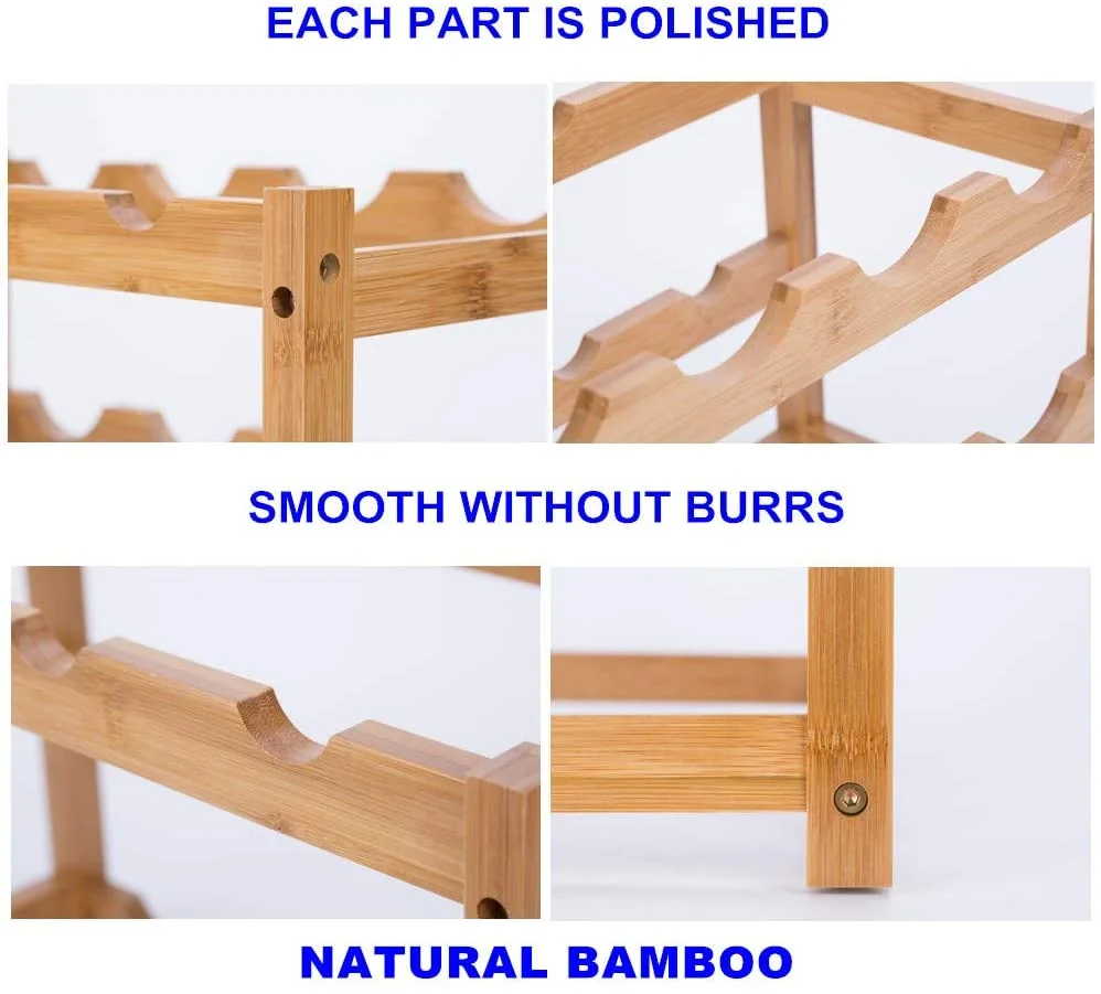 
 3-уровневые натурального бамбука держатель для винных бутылок стеллаж для хранения отдельно стоящая столешница Штабелируемый полка дисплея  