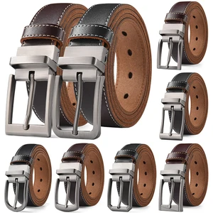 Custom Men's Plus Size Genuine Leather Men's High Quality Buckle Jeans Cowskin Casual Belts Business Cowboy Waistband