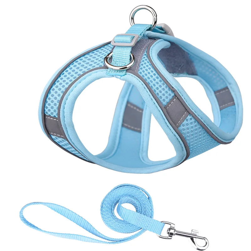 Custom Personalized Luxury Soft Breathable Mesh Pet Dog Harness and Leash Set details