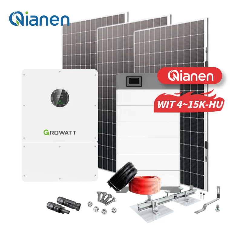 QIANEN All-in-One hybride zonne-energiesysteem 4 kW-15 kW met 400 Ah lithiumbatterij back-up MPPT voor huishoudelijk gebruik, polykristallijn silicium