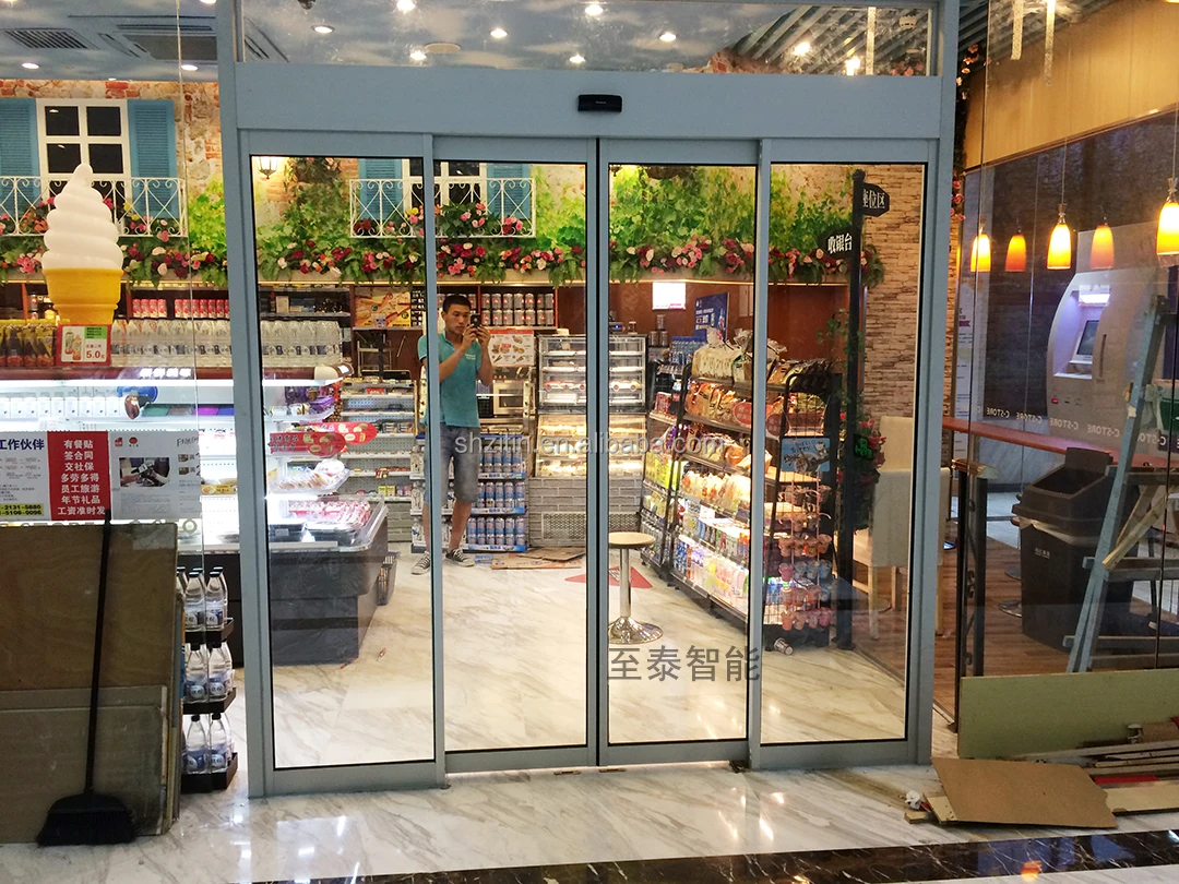 Professional Automatic Glass Sliding Door Drive Set Modern Design Style for Commercial Interior Use for Hotels Finished Surface
