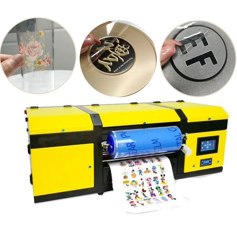 Mini Desktop Roll to Roll Printing Machine  Film Transfer 30cm Paper Card Tube Cloth Sticker All in 1 UV DTF Flatbed Printer  A3