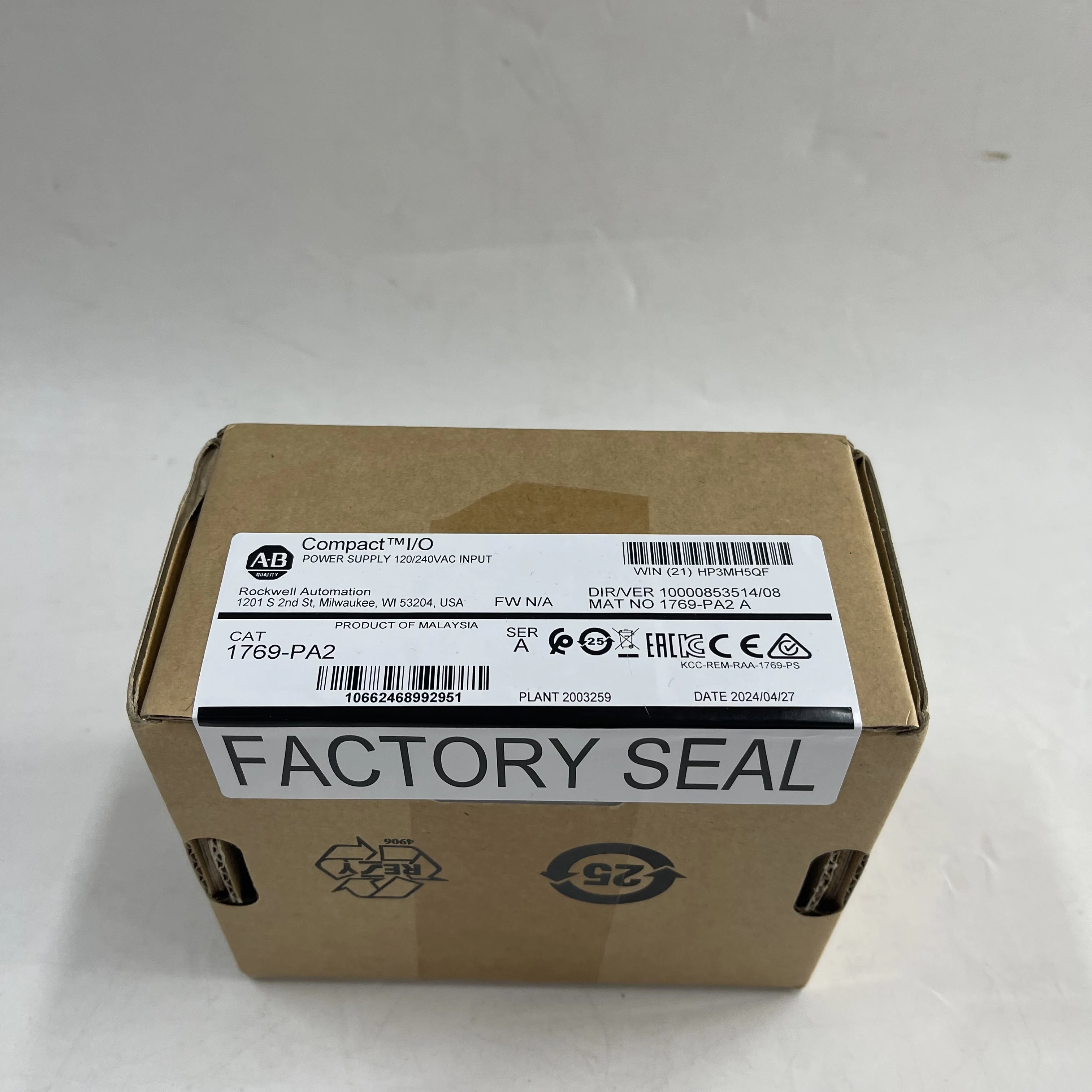 Allen-Bradley (Rockwell Automation) Compact I/O Power Supply 1769-PA2 Allen-Bradley (Rockwell Automation) Compact I/O Power Supply 1769-PA2