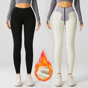 Wholesale Custom High Waisted Sports Workout Yoga Pants Leggings for Women Soft Polyester Gym Fitness Winter Leggings for Women
