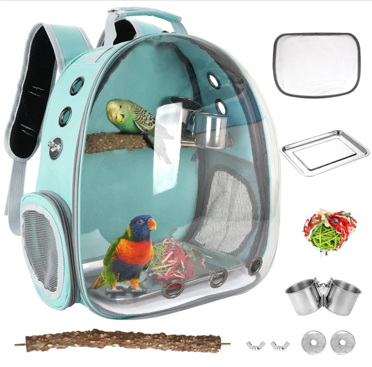 Customization Light Blue Bird Carrier Backpack For Parrot And Lovebirds