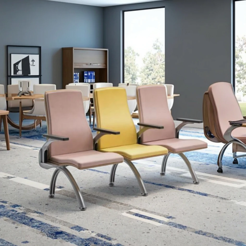 Luxury Tech Fabric Upholstered Bench with Alloy Cantilever Design for Hospital Use Eco-Friendly & Durable 6
