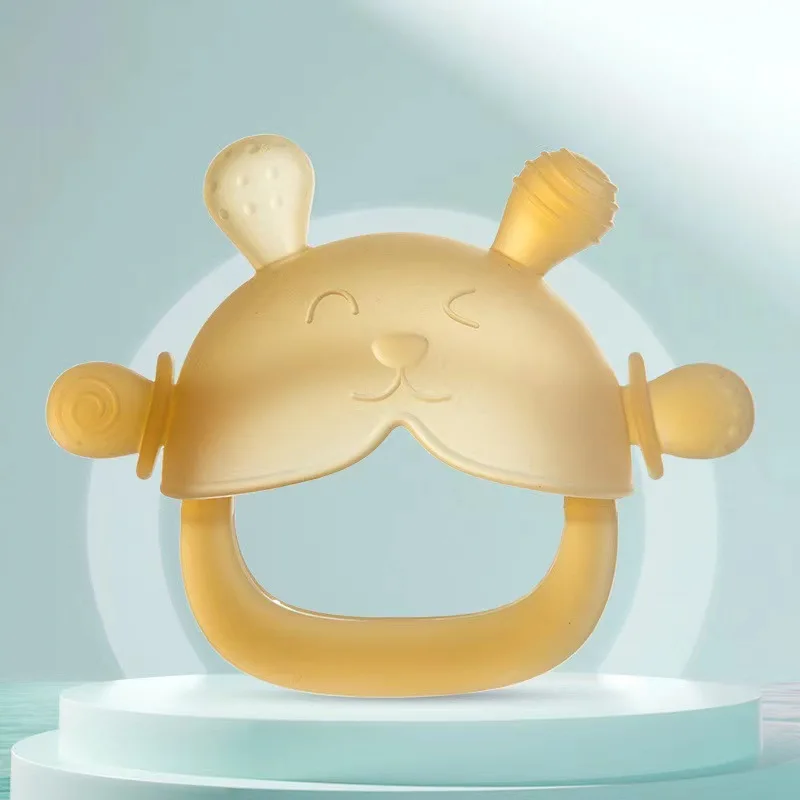 Logo personnalisé, dispositif anti-sucement en silicone alimentaire pour lapins, adapté aux bébés, anneau de dentition facile à saisir, sans BPA