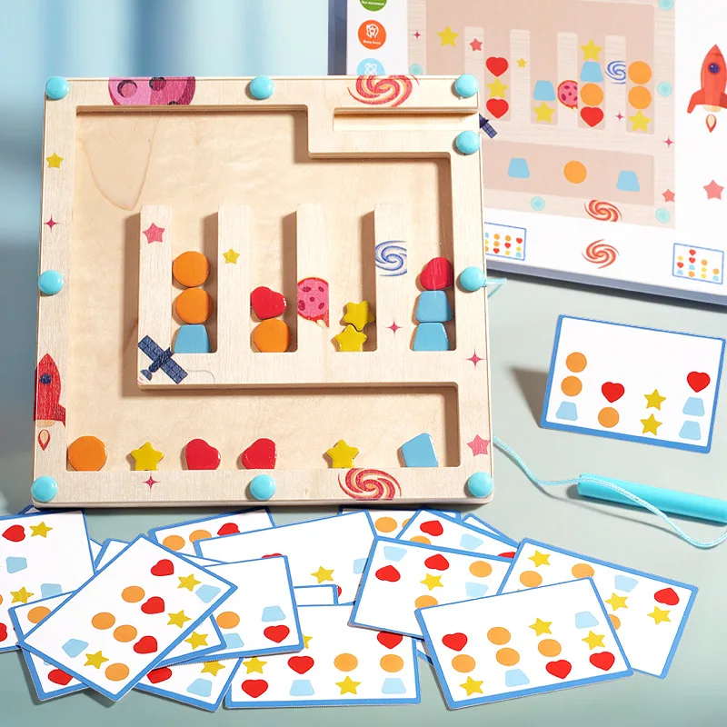 Kinderspeelgoed Autistische Puzzel Maze Spelbord Voorschools Leeractiviteit Logisch Denken Montessori Educatief Houten Speelgoed EN71