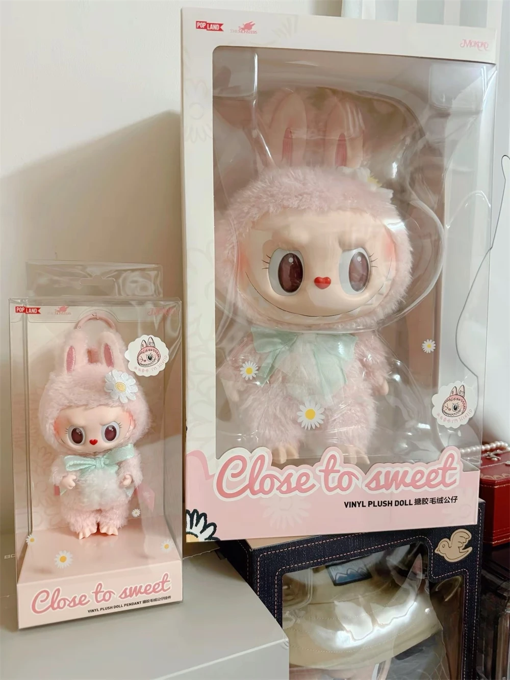38cm Popmart Labubus Mokoko Close Sweet Figure Pendant Plush Doll