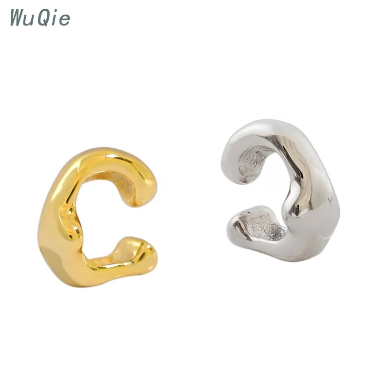 Wuqie 925 Silver Simple Irregular Ear Clip Earrings No Pierced Cuff Earring