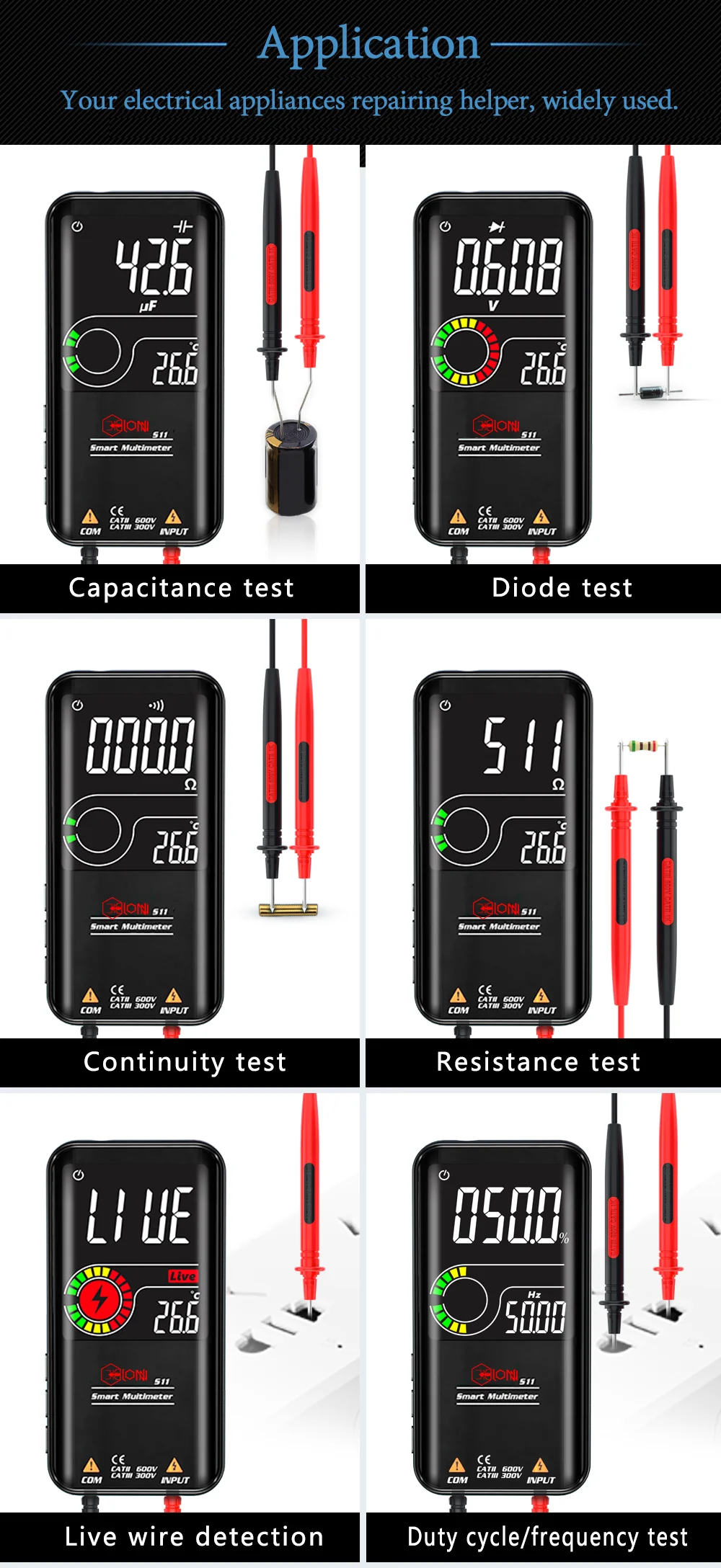 Factory supply digital voltmeter BSIDE S11 USB rechargeable 9999 Counts digital Multimeters