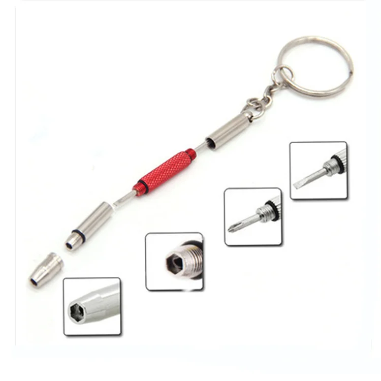 4 in 1 Color Eyeglass Screwdriver Watch Repair Kit With Keychain Portable Mini Screwdriver