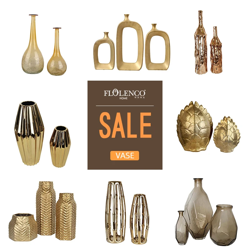 Clearances Ceramic Gold Luxury Decoration Vase Mid Centre Moden Style