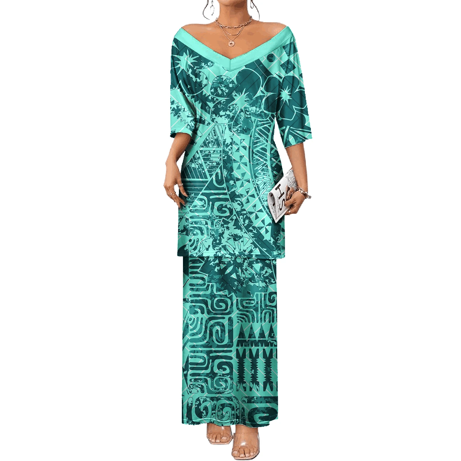 white christmas dresses Cook Islands Rakahanga Polynesian Puletasi Dress