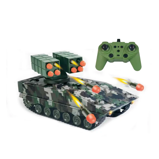 2.4Ghz Remote Control 11 Channels Missile Shooting RC Tank 360 Degree Rotate Outdoor Fun Toy