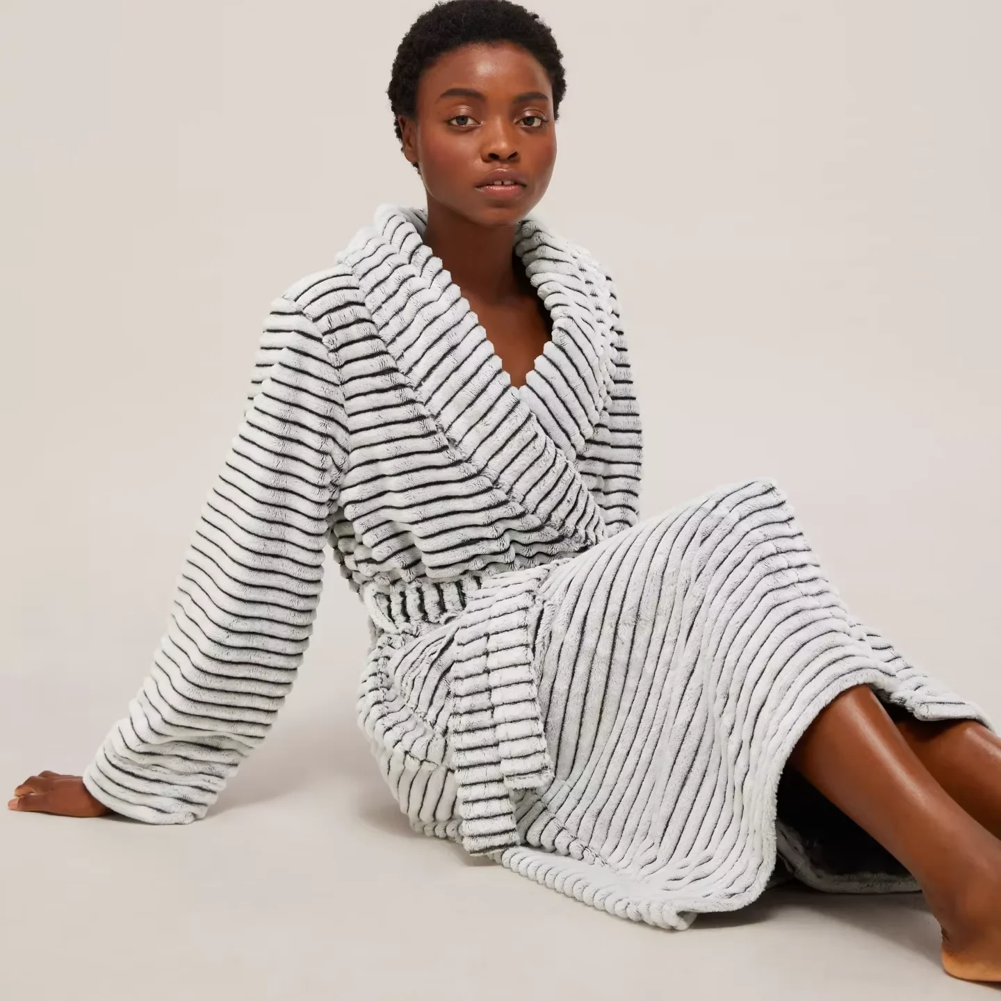 Factory Fleece Rib Dressing Gown Adult Shower Luxury V-neck Drawstring  Knee-Length Quick-Dry Women Lightweight Winter Kimono