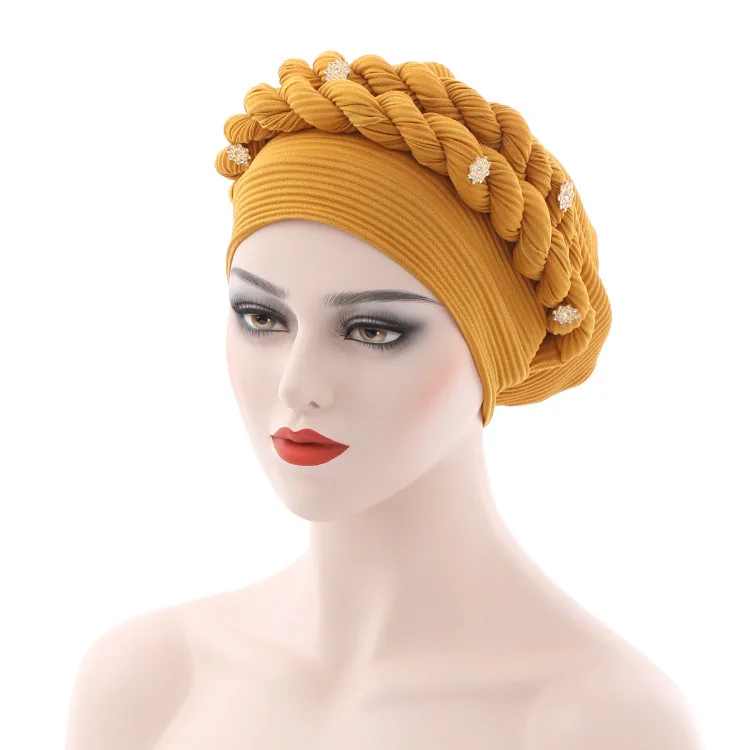 European and American New Popular Messy Linen Wrinkle Braid Cap 3D