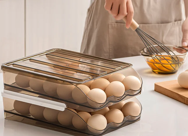 Домашний кухонный автоматический держатель для яиц с крышкой холодильника коричневый прозрачный ящик умный Штабелируемый