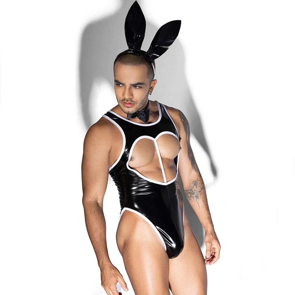 High Quality Pu Leather Sexy Lingerie Outfit Roleplay Bunny Costume Sexy  Gay Lingerie for Men Club Wear