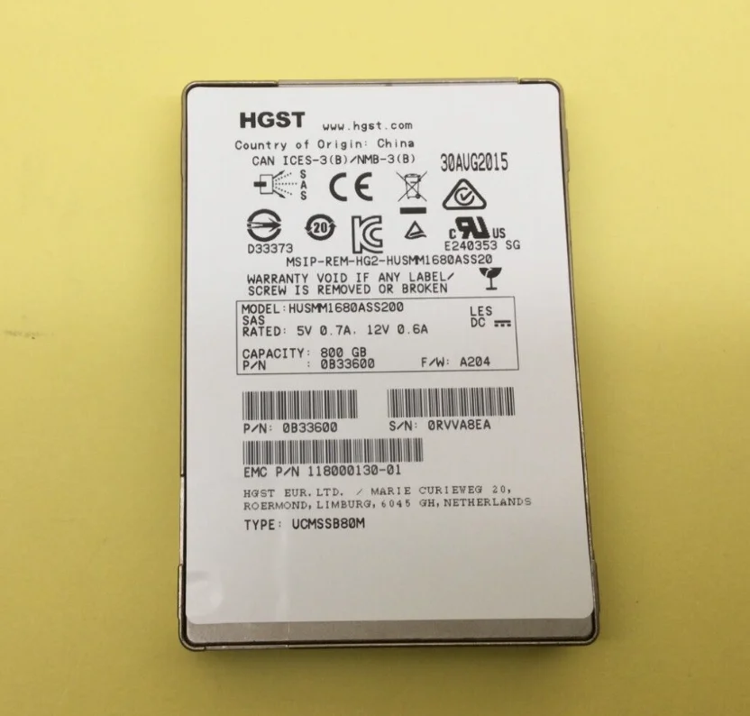 For HGST Hitachi HUSMM1680ASS200 800G SAS SSD 12Gb Solid State Server Hard Drive