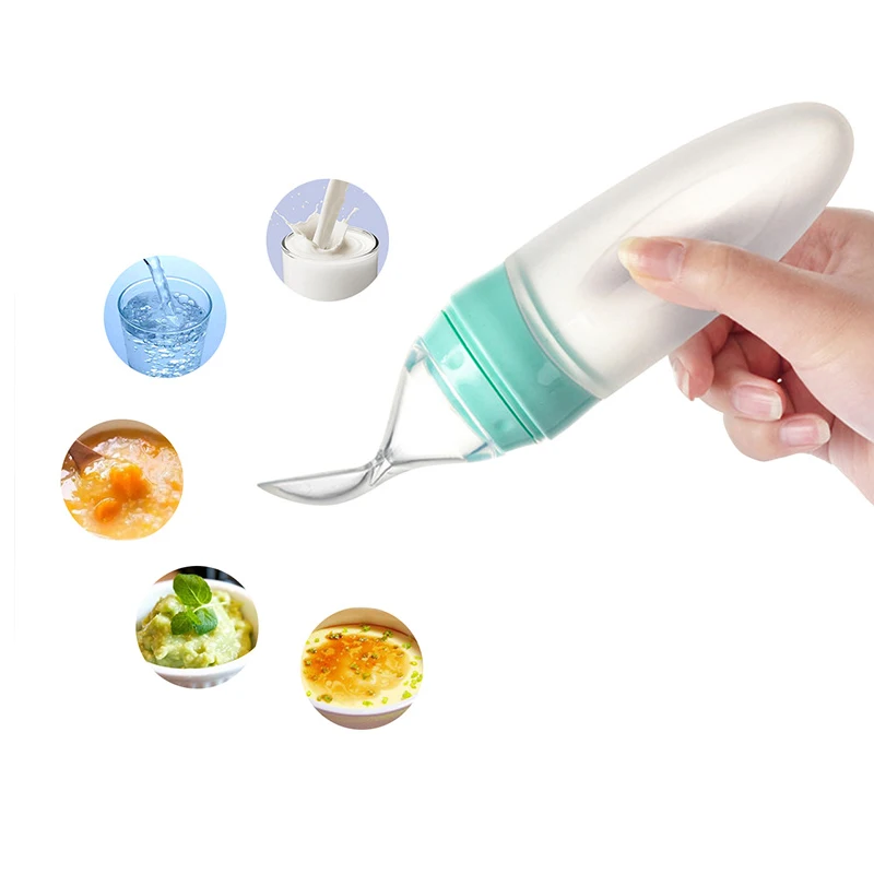 Baby Food Feeder, Silicone Squeeze Spoon Feeder for Infant Food Dispensing  and Feeding