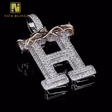 Hip Hop Rapper Jewelry Pendant Custom Iced Out Diamond Solid Back 925 Sterling Silver VVS Moissanite Letter H Pendant Necklace