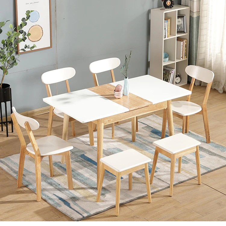Extendable Dining Table Modern Tables and Chairs Set for Cafes and Restaurants