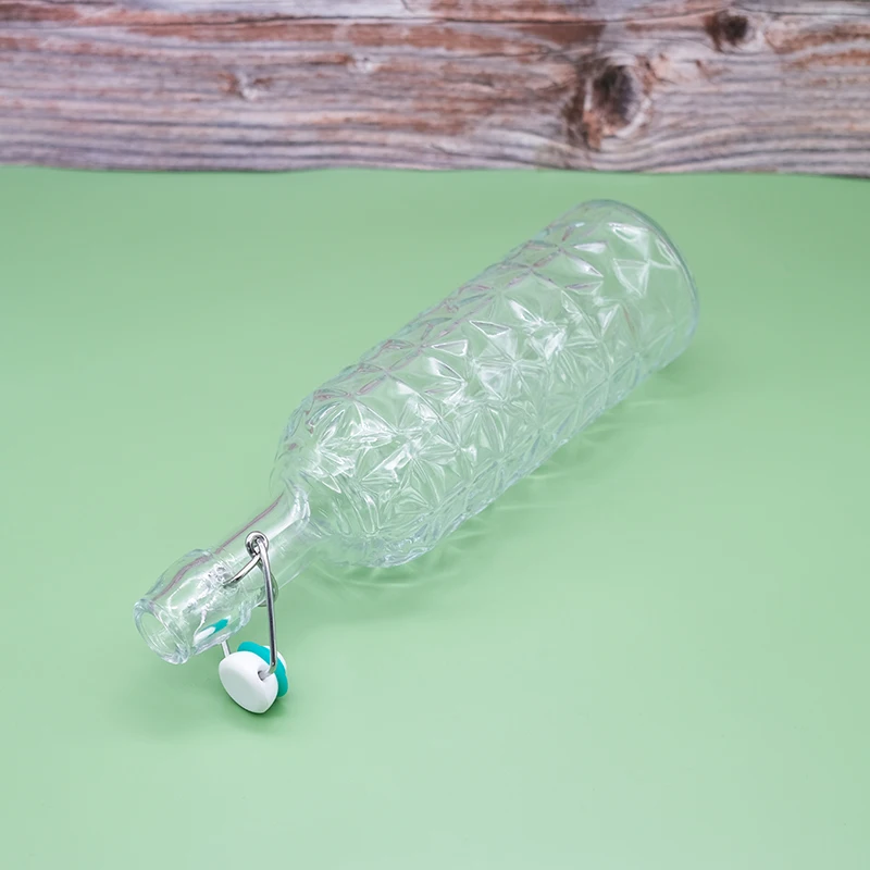 1000ml Eco-friendly Swing Top Glass Flask Bottle Flat Wine Glass for Tequila Bulk Sale