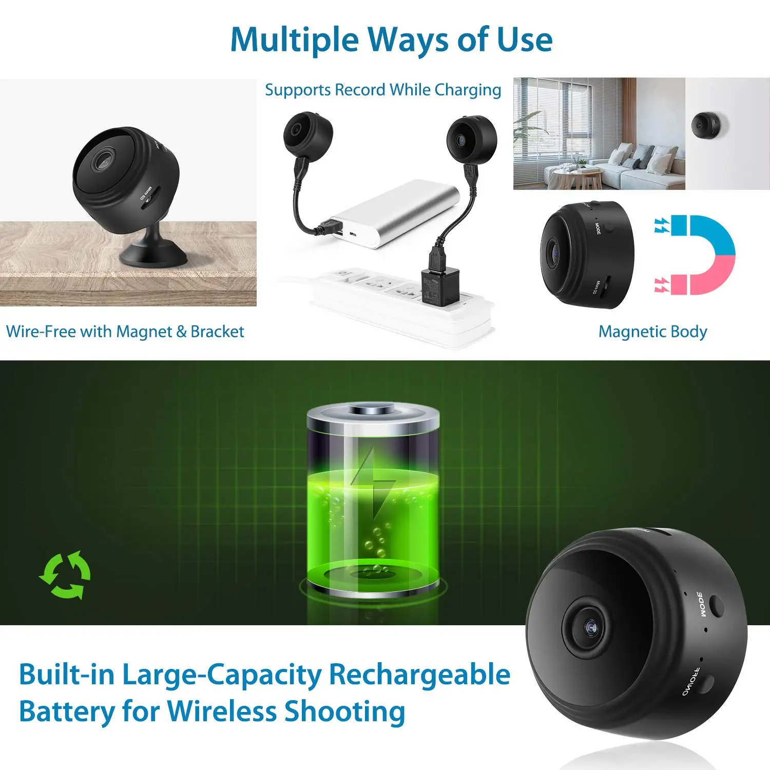 Smart Home Security Camera Full HD 1080P Camcorder Wireless CCTV Video Cameras Wide Angle V380 Pro A9 WiFi Camera