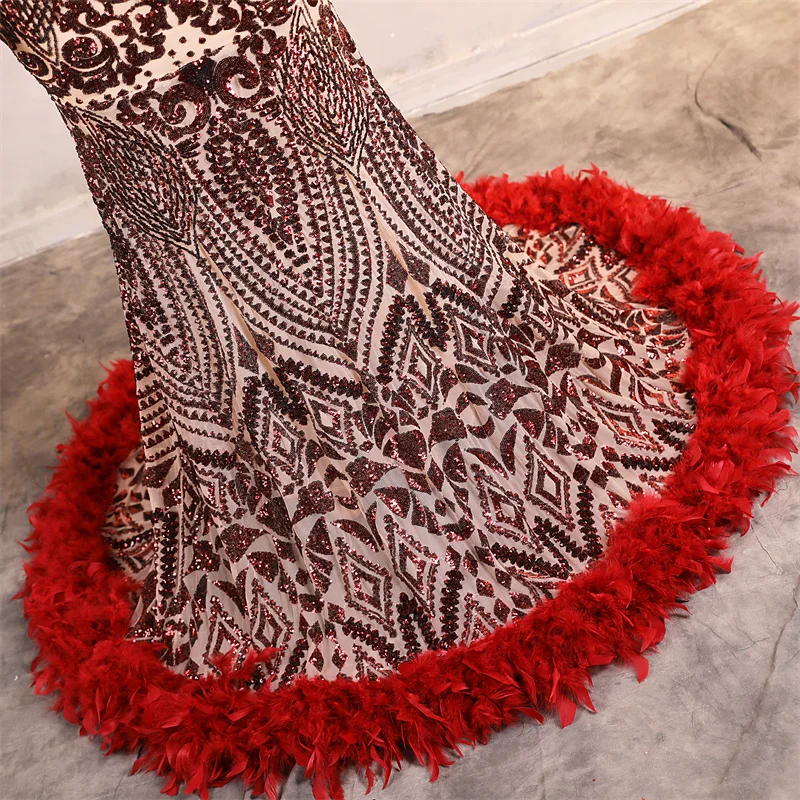 Trend Women's Luxury Sequin Gold Evening Dress Prom Gown Fashion Black Girls Teens Cheap Feather Red Prom Dresses Long Elegant Trend Women's Luxury Sequin Gold Evening Dress Prom Gown Fashion Black Girls Teens Cheap Feather Red Prom Dresses Long Elegant