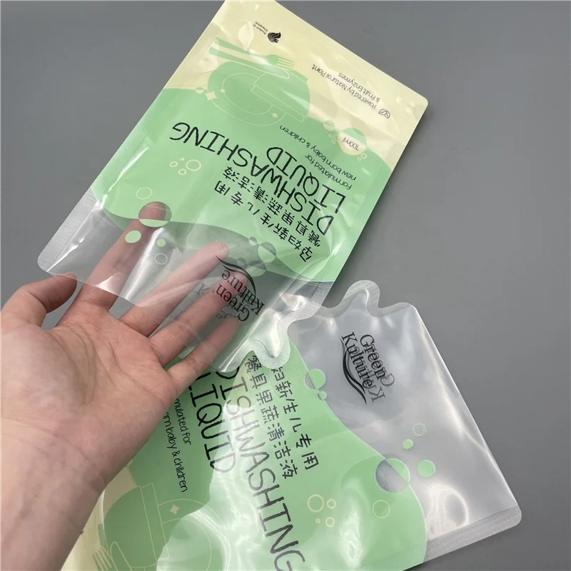 Printing Logo Less Plastic Stand up Spout Pouch 500ml Dishwashing Soap Refill Pouches 16.9 Fl. oz Eco-friendly Refill Pouch