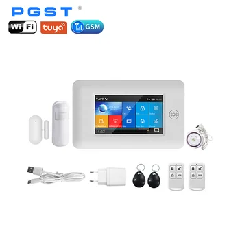 PGST PG-106 GSM WiFi Alarm System Alarm Tuya Smart Life Control Support Alexa Google with 4.3" Touch Screen Home Security System