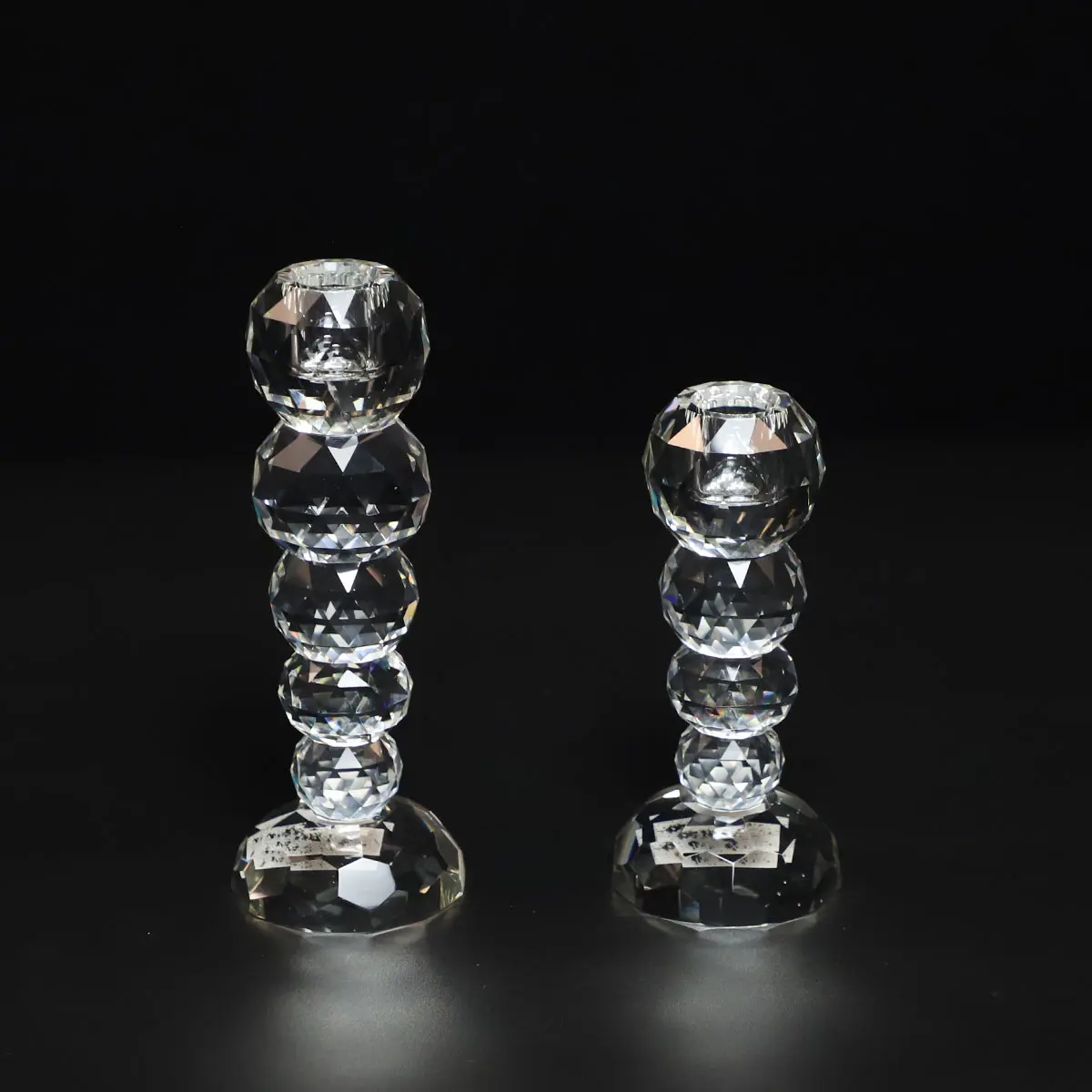 Hand Blown Clear Thick Buable Crystal Glass Candlesticks Pillar Taper Candle Holder for sale details