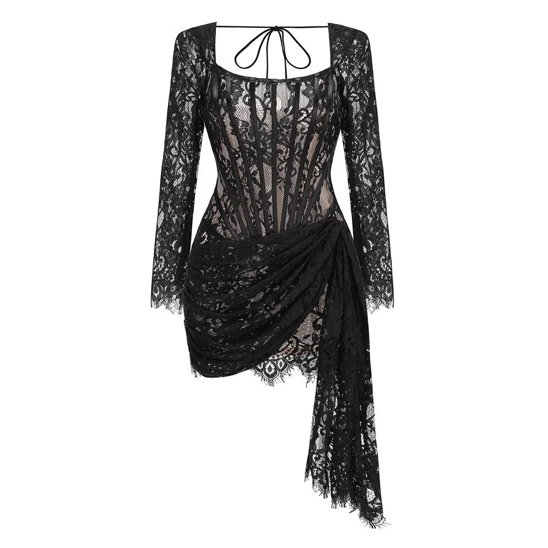 chinese dress ladies Filipiniana Lace Gown with Sequence Bids - Reina