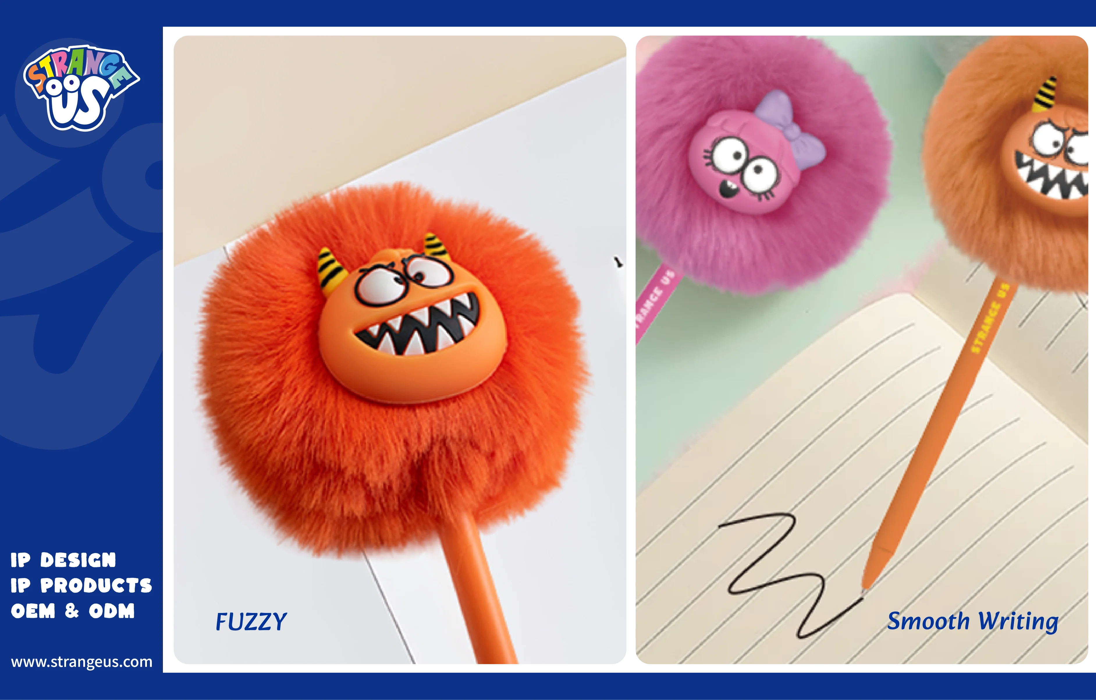 Strange Us Monster Plush Gel Pen-Blue 0.5mm Writing Width Sweet Cute Creative Styling Plastic Pen For Office And Student_voghion.com