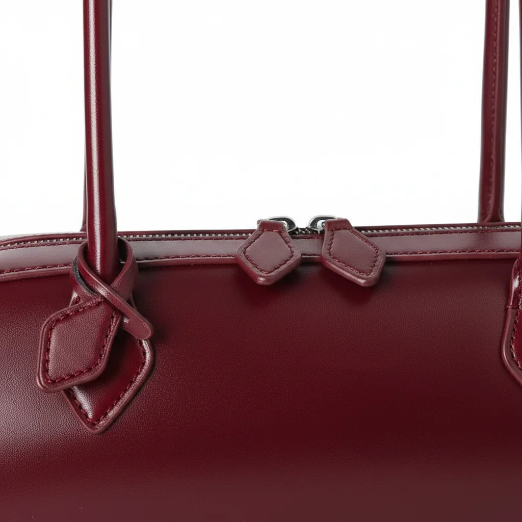 Burgundy Minimalist All Seasons Hobo Bag PU Leather Underarm Shoulder Handbag Single Strap Zipper Closure Polyester Lining for