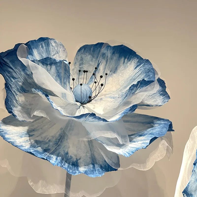 Gf005 Giant Peony Poppy Rose Flowers With Stem Stand Flower Heads Big