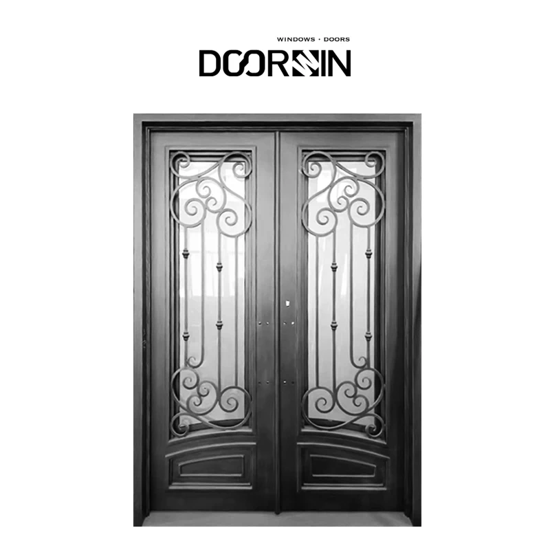 Modern Design Double Exterior Steel Security Doors For Home Villa Iron