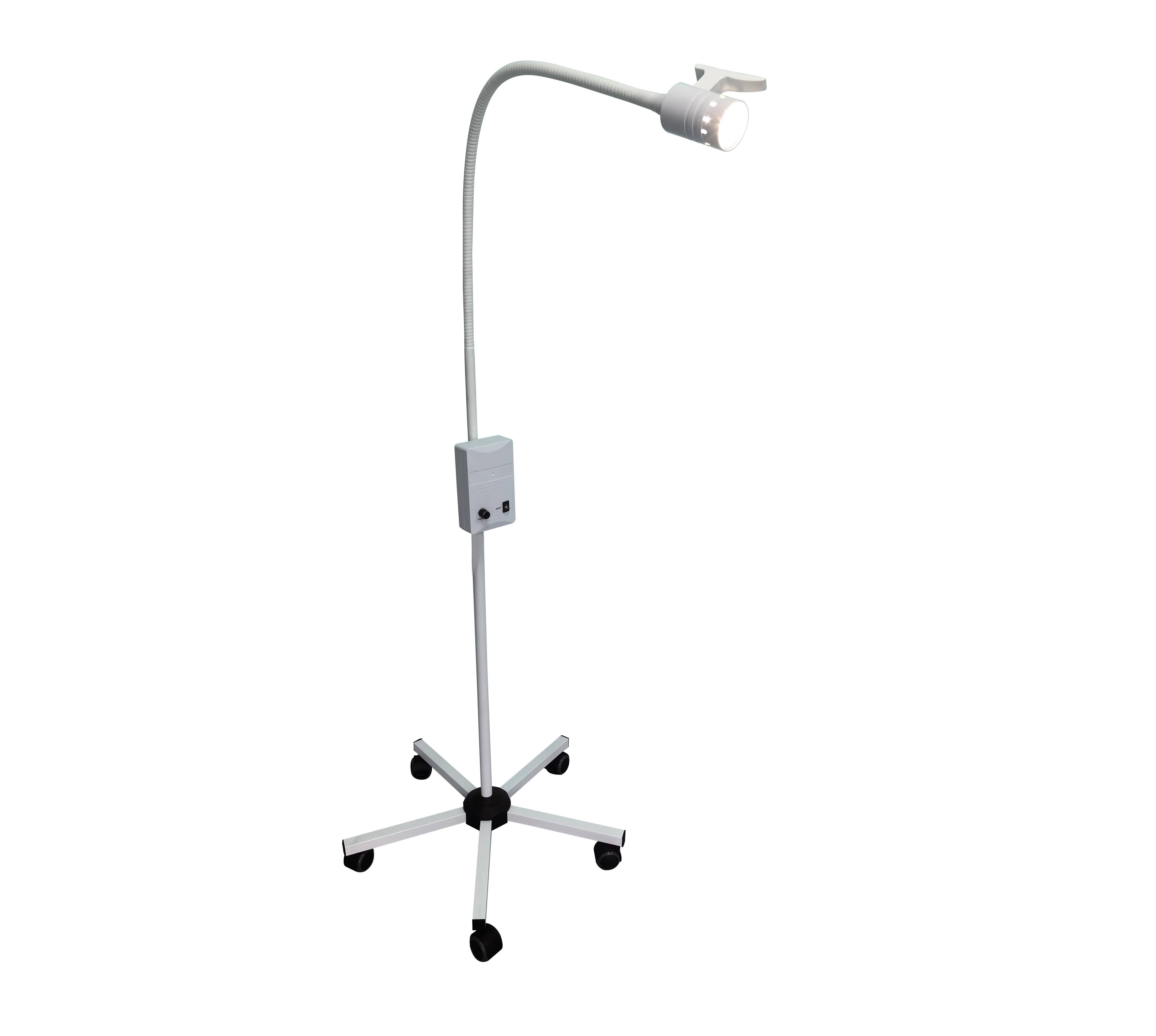 YD01A LED Medical Durable Light Mobile Stainless Floor Stand Gooseneck Surgical   Examination Lamp With Emergency Battery
