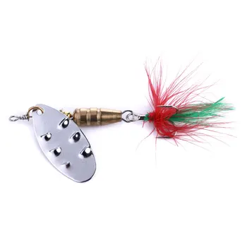 Wholesale SP053 6.8cm 7.4g Artificial Metal Spinner Baits Spoon Fishing Lures with Feather Hook for Saltwater & Fly Fishing – Metal Jig – view 2