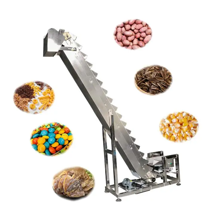 Portable Bucket Modular Inclined Z Type Belt Conveyor With Vibration Hopper